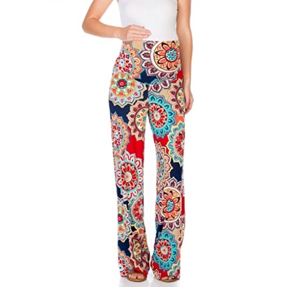 My Bump Women's Maternity Casual Bohemian Damask Palazzo Pants